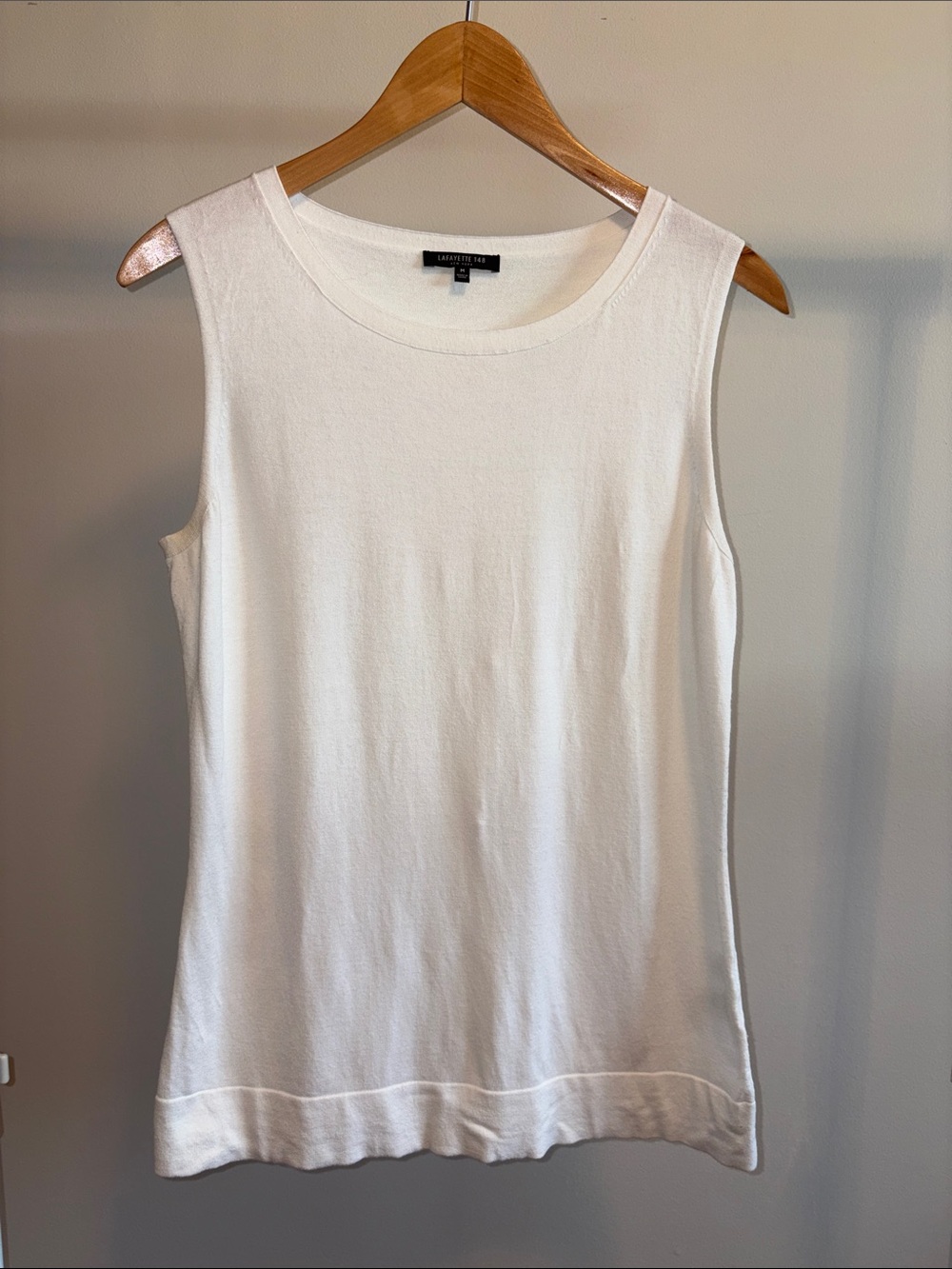 Lafayette 148 New York Cream Knit Sleeveless Tank